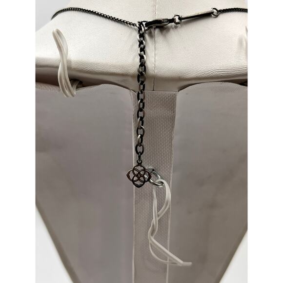 Kendra Scott Shea Antique‎ Silver Pave Bar Lariat Necklace - Picture 7 of 8
